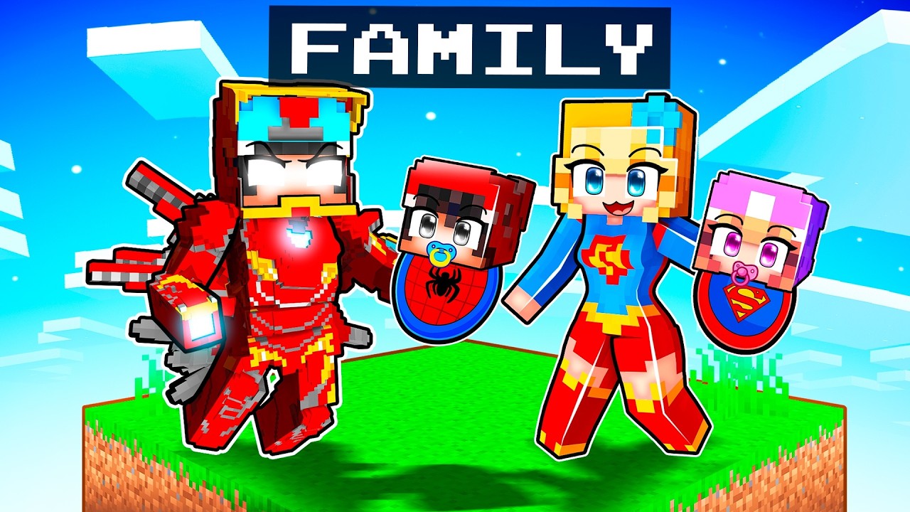Having a SUPERHERO FAMILY in Minecraft!