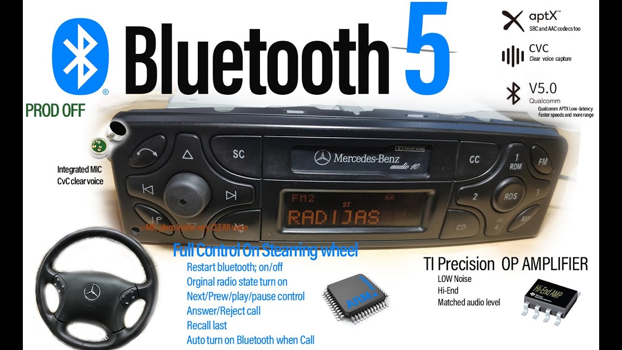bluetooth 5 mercedes audio 10 cassette DIY