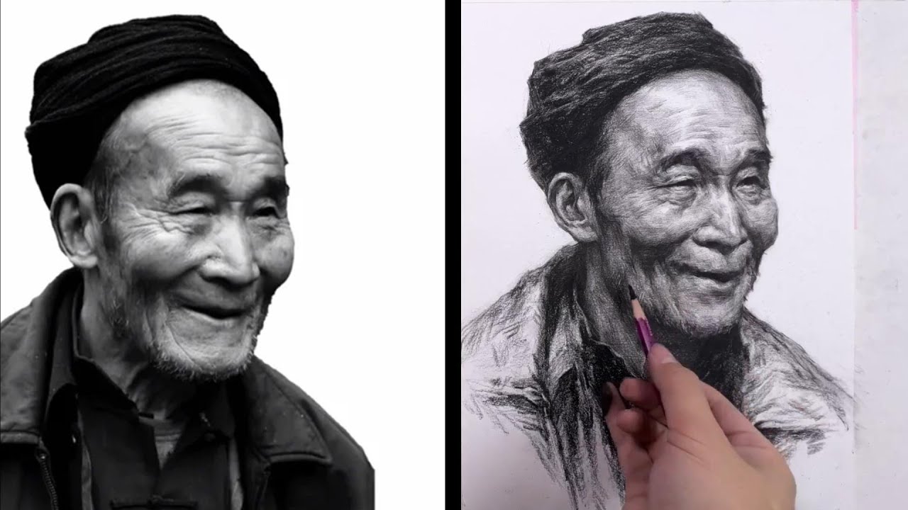 How to Draw a Portrait of Old Man Using Reference Photo