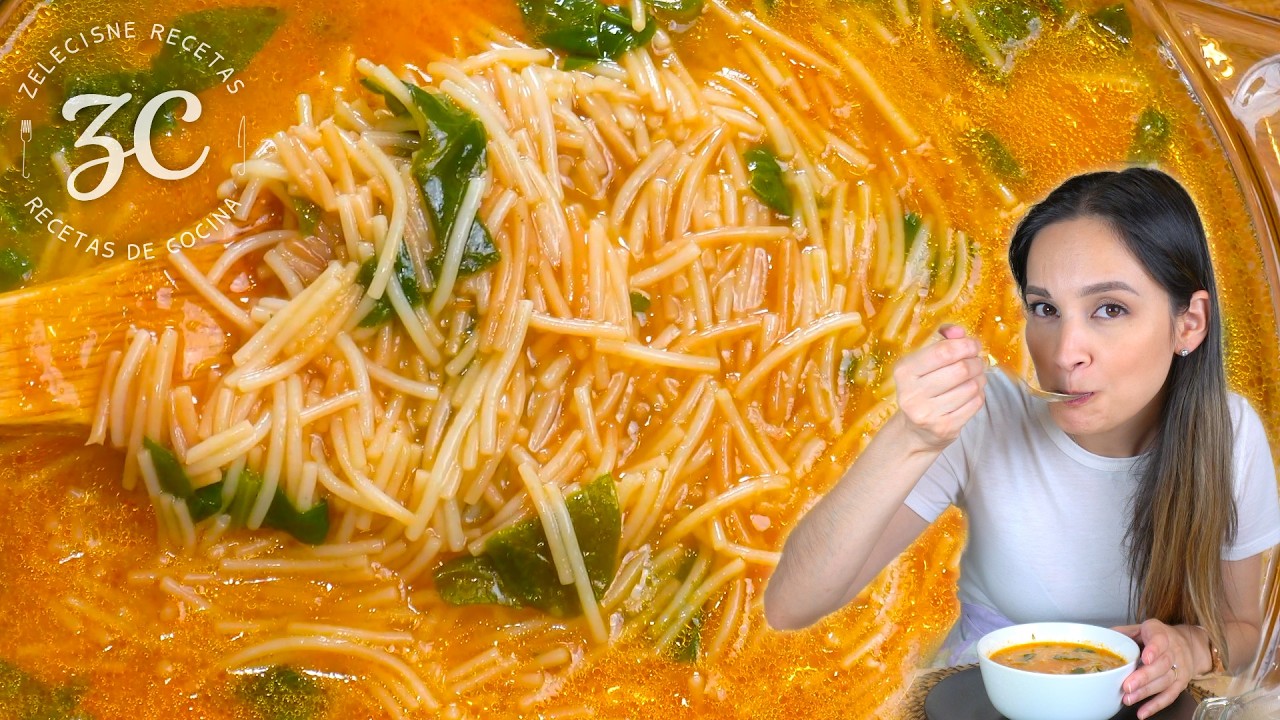Sopa de Fideos con Espinaca - A los niños y adultos les encanta