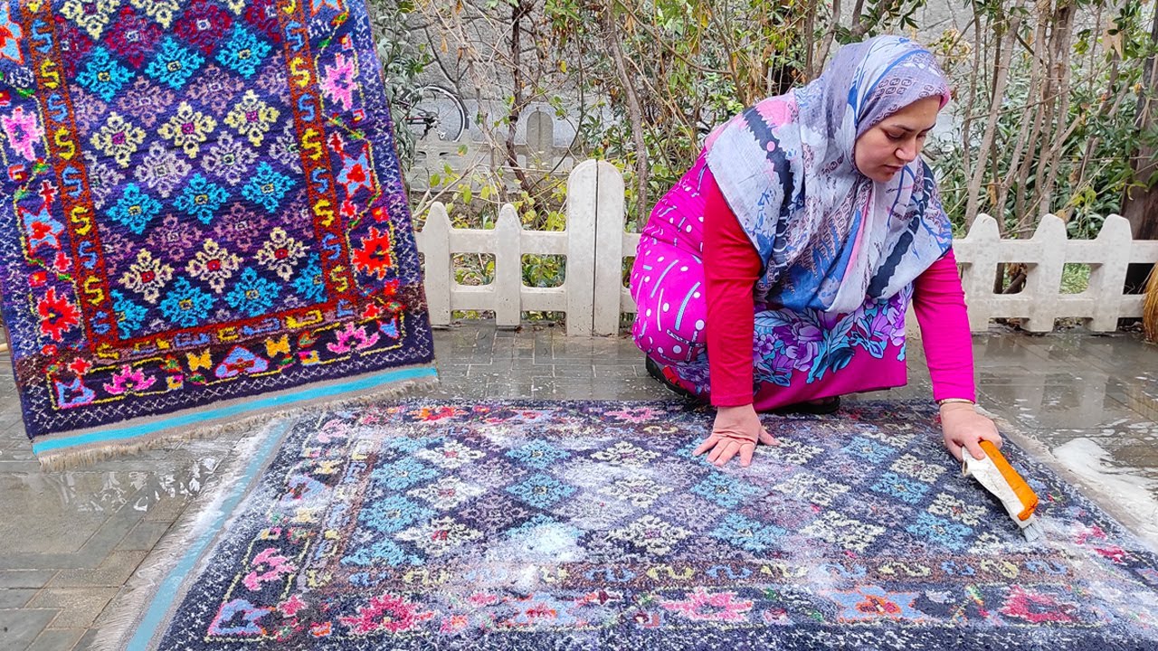Rural Life Iran | Carpet and Clothes Washing in the Village
