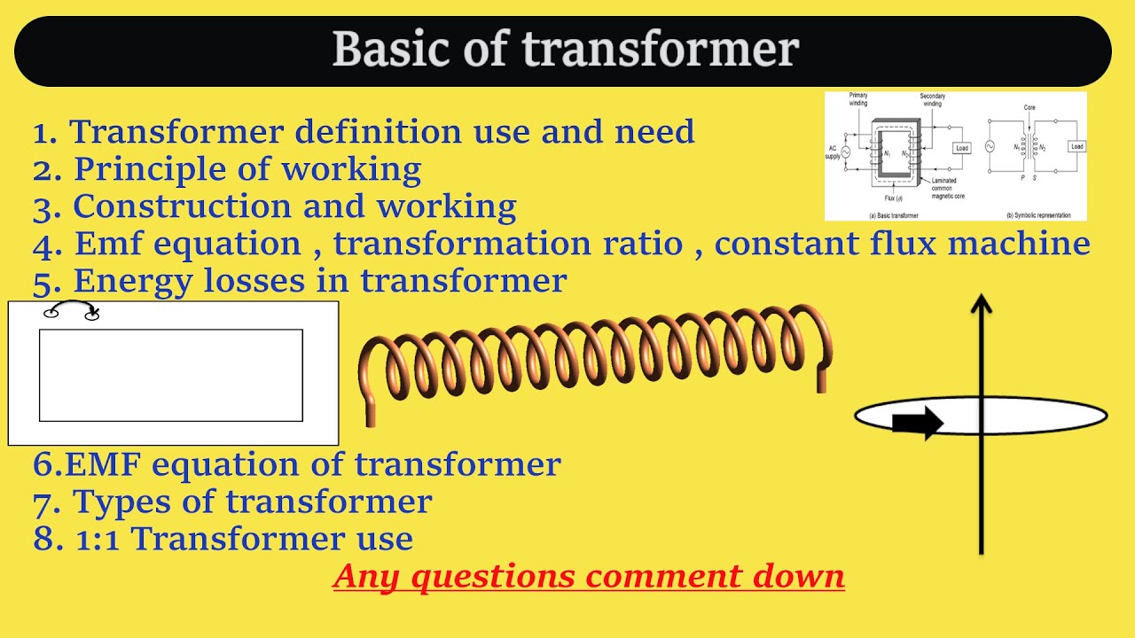 Basics  of transformer , Engineering basics , 11th and 12th basics ,principle ,losses ,construction.