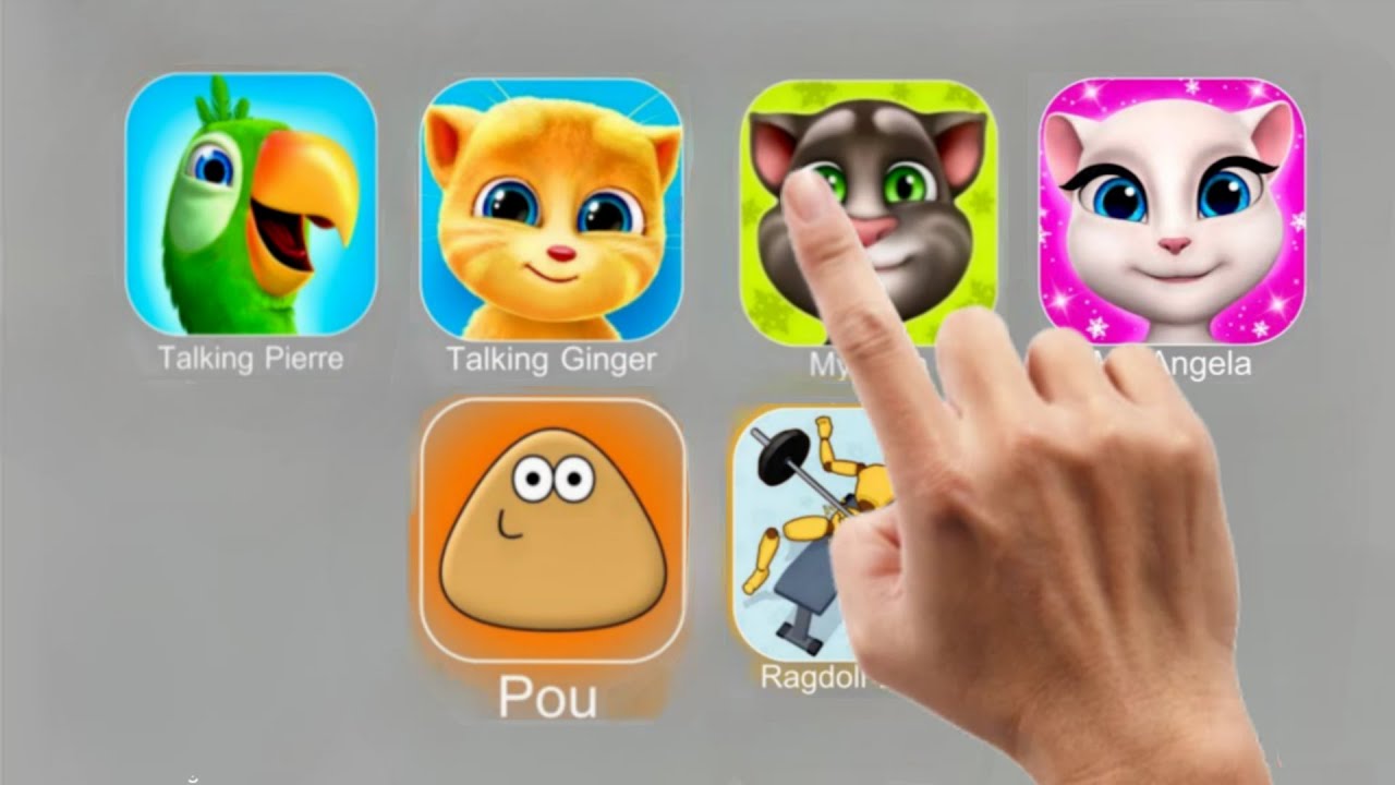 Talking Pierre, Talking Ginger, My Tom, My Angela, Pou, Ragdoll Break.