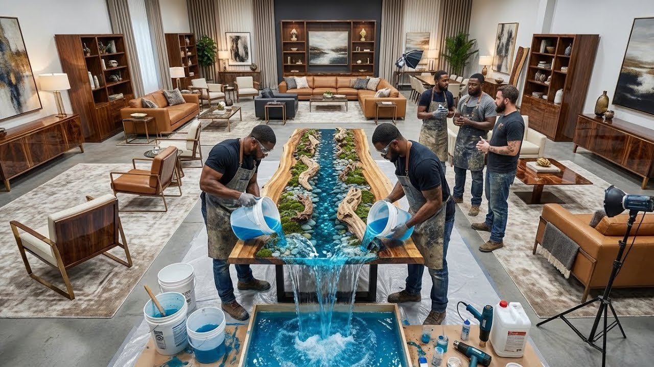 Crafting Luxury: Epoxy Resin Log Table with Riverbed & Waterfall 🔥 | 10 Designs 