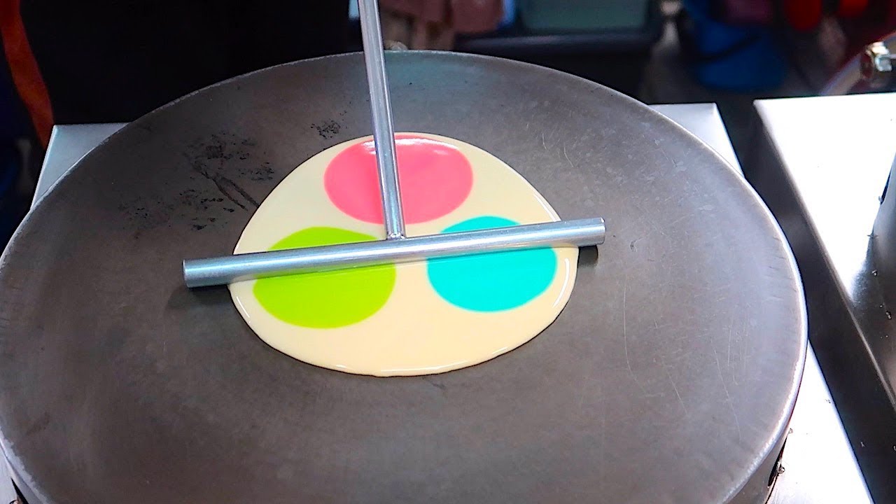 Rainbow Crepe - Street Food in Bangkok Thailand