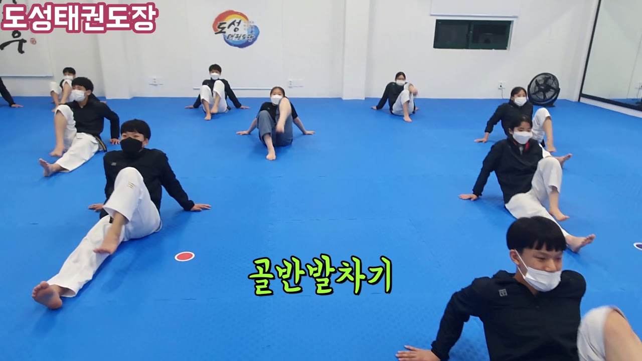 도성태권도장 발차기운동 하는 날 (골반발차기 걸고뒤후려차기 540도)