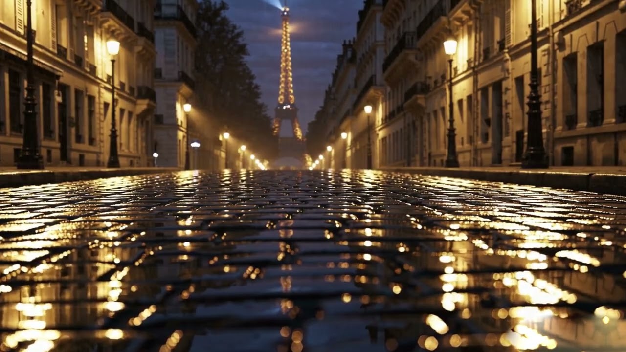 3.5 Hours of Rainy Paris Night 🌧️ Quiet Street to the Eiffel Tower for Deep Sleep