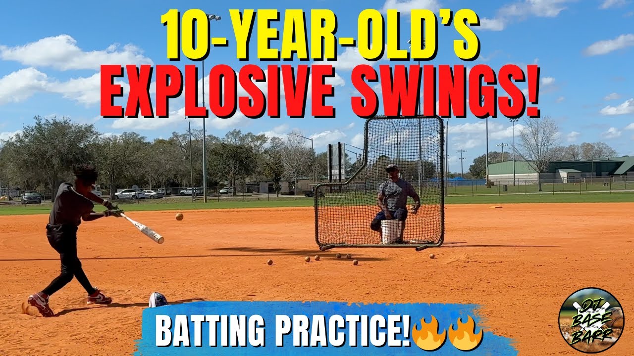 Explosive Swings! 10 Year Old Puts On a Show in Batting Practice!
