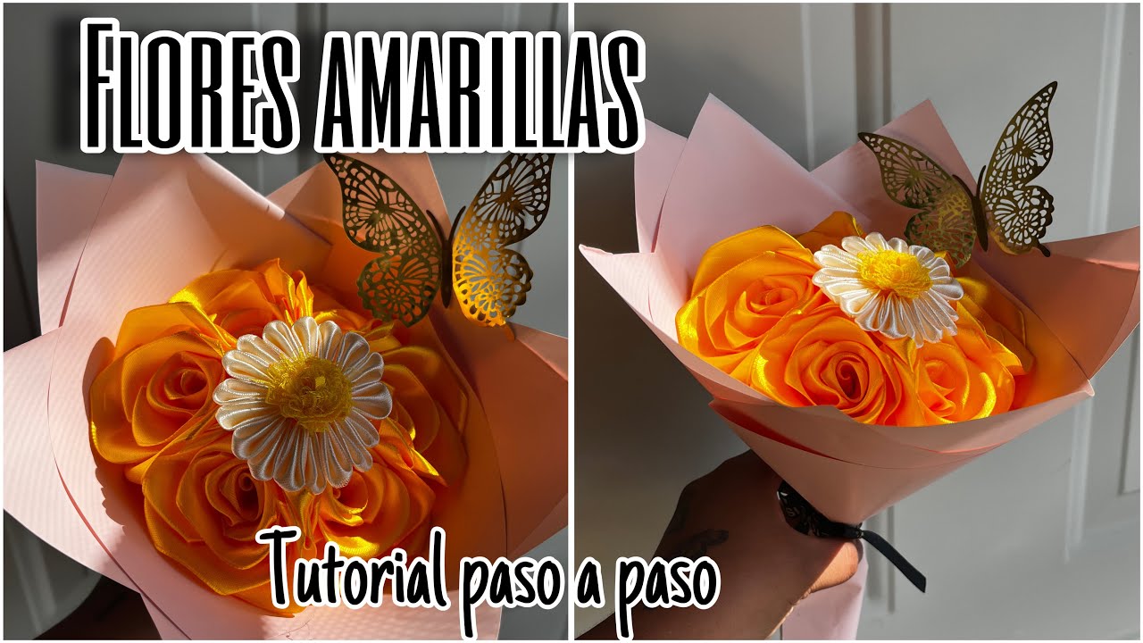 Flores amarillas para septiembre 💛✨ rosas eternas paso a paso