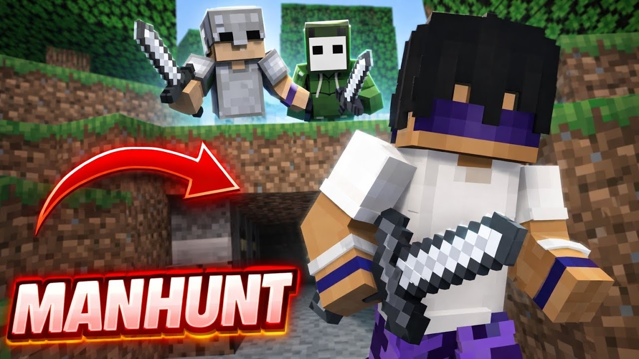 Minecraft MANHUNT! Ama.. 2 Kişiye Karşı