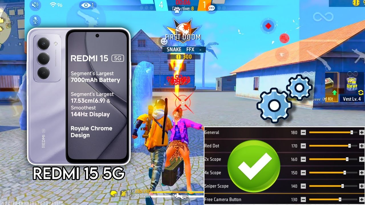 Redmi 15 5G free fire sensitivity setting ⚙️ | Redmi 15 5G free fire headshot setting ⚙️