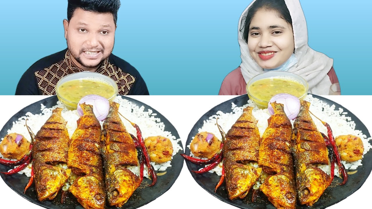SPICY HILSA FISH FRY AND RICE EATING CHALLENGE, eating challenge, R+B Vlog