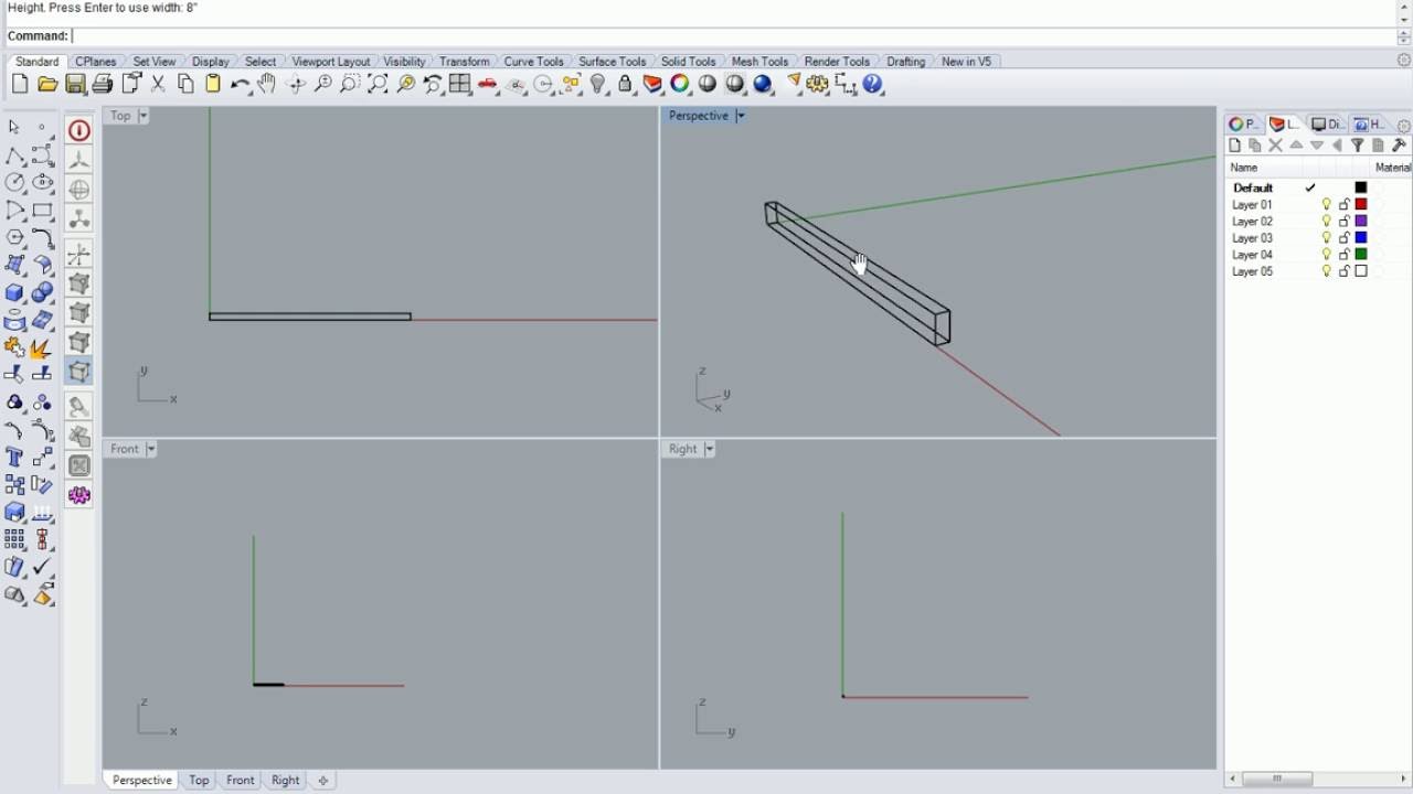 02 - Rhino - Intro to UI and First Box Beam