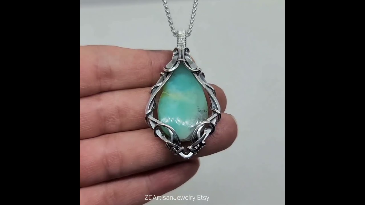 🌴🌊Peruvian Opal silver wire wrapped phandmade pendant by zd_artisan_jewelry IG
