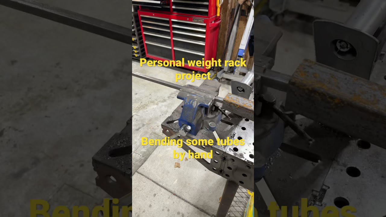 Making a weight rack for my gym, all scrap metal and bending these tubes by hand!