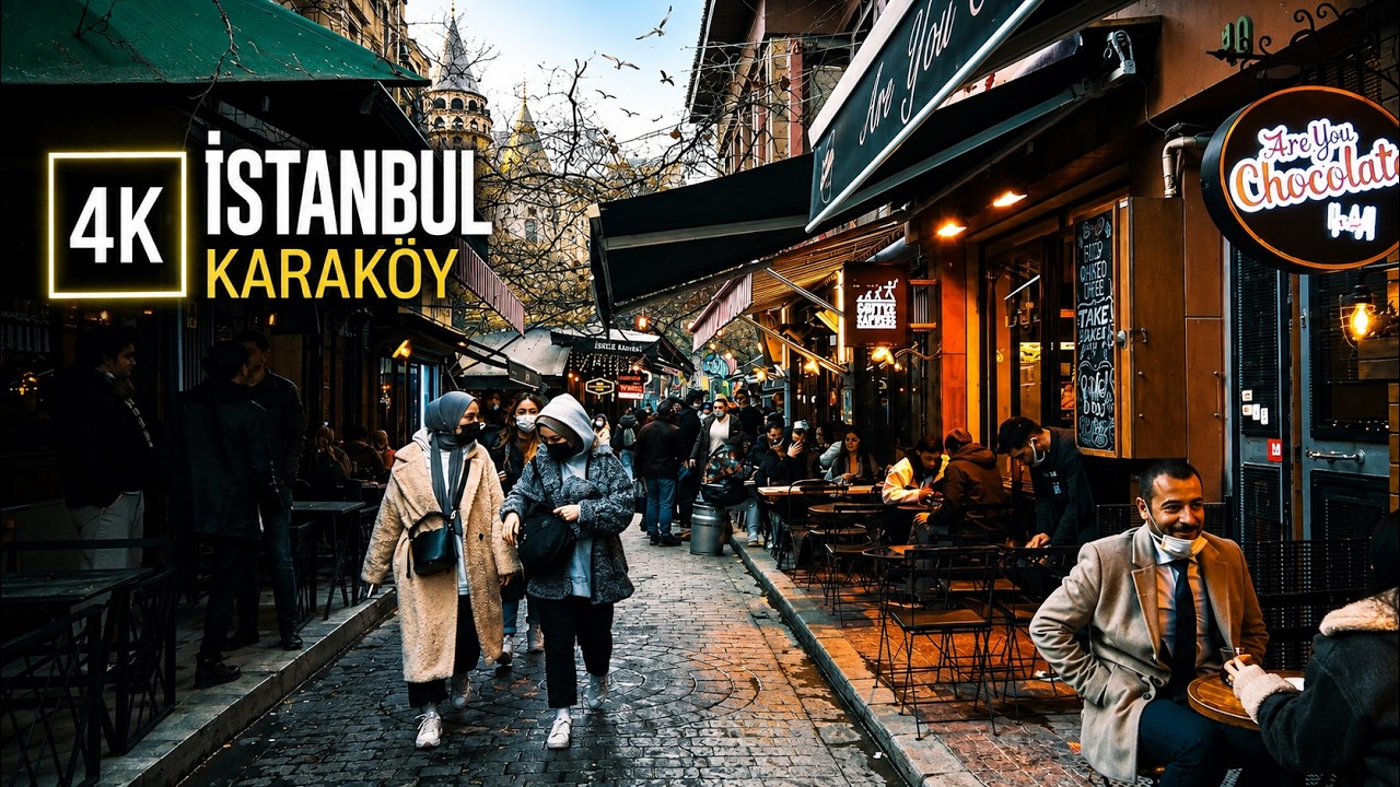 Karakoy Bars Street - İstanbul City Walking Tour - 4K ASMR