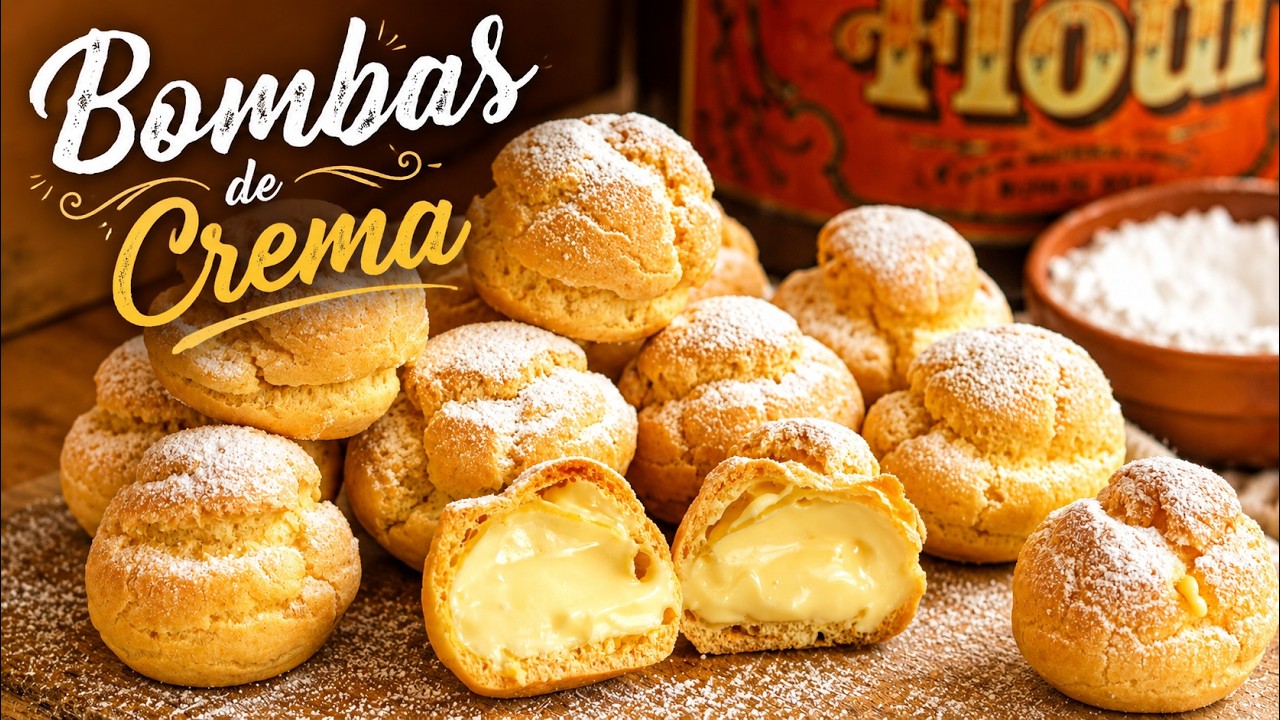 Bombas de Crema (Profiteroles) Rellenas con Crema Diplomática | Masa bomba fácil y sin balanza