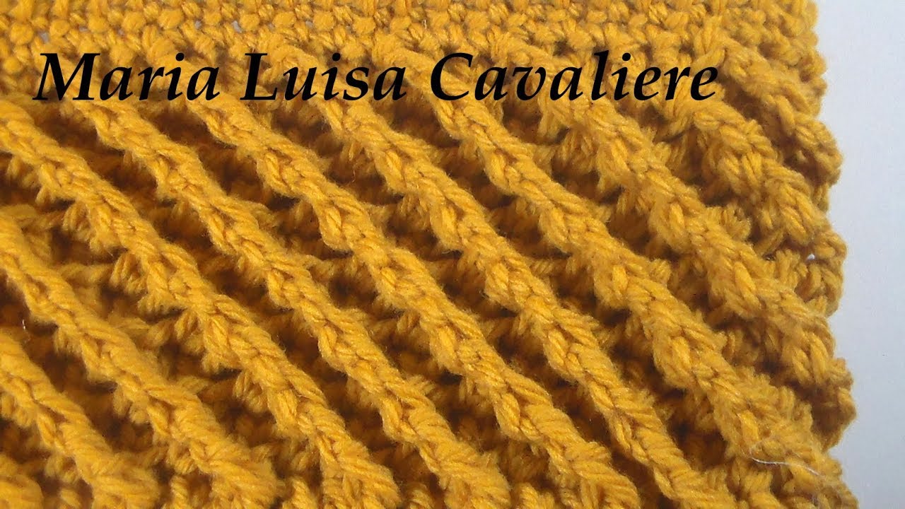 Punto a coste in rilievo diagonali all'uncinetto tutorial