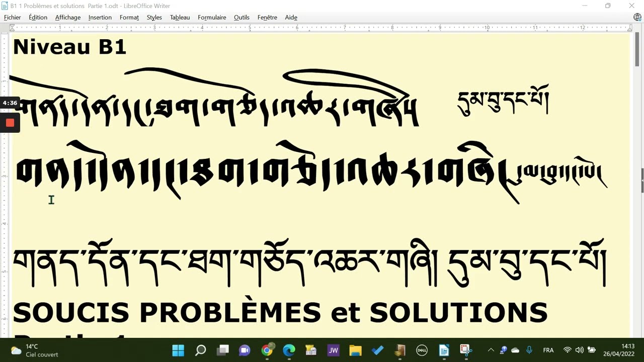 B1L1 1 Problèmes et solutions  Partie 1 གནད་དོན་དང་ཐག་གཅོད་འཆར་གཞི། དུམ་བུ་དང་པོ།