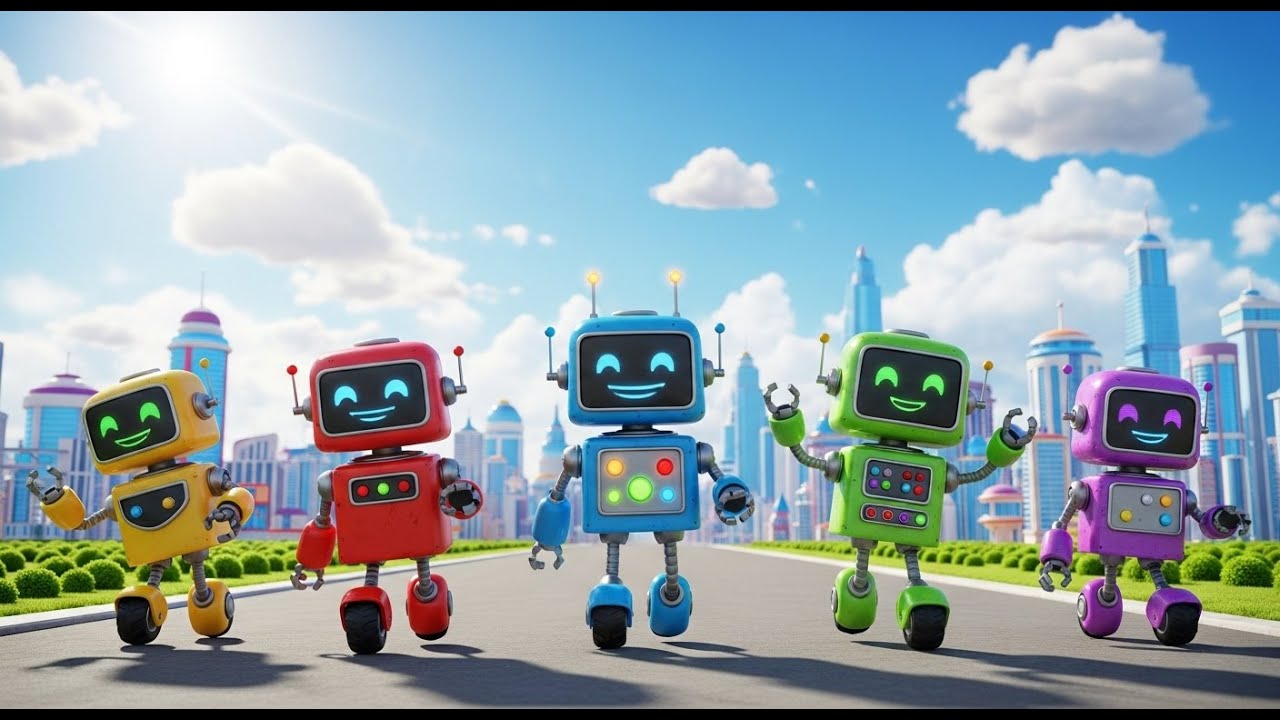 Fünf kleine Roboter piepen piepen piepen | Kinderlied über Zahlen & Technik
