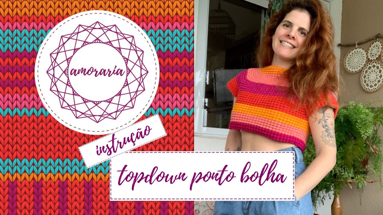 Cropped Top Down em Crochê - Ponto Bolha | Amoraria Atelier