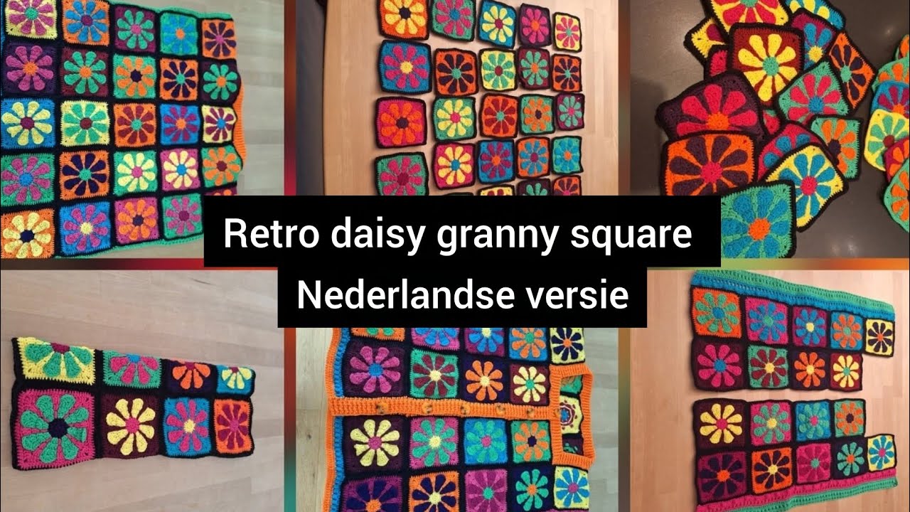 Retro daisy grannysquare haken (Nederlandse versie)