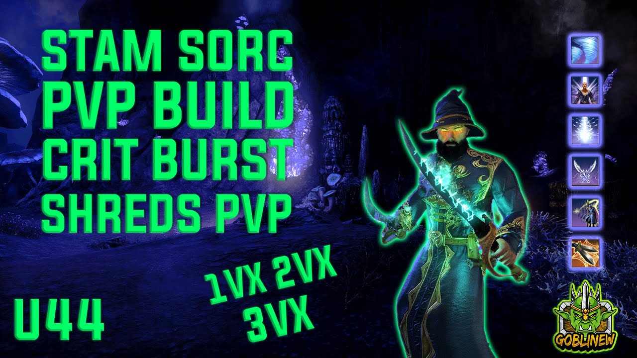 ESO STAMINA SORCERER PvP Build 1VX, 2VX, 3VX U44 l Crit Burst Shreds PvP l Melee Sorcerer PvP Build
