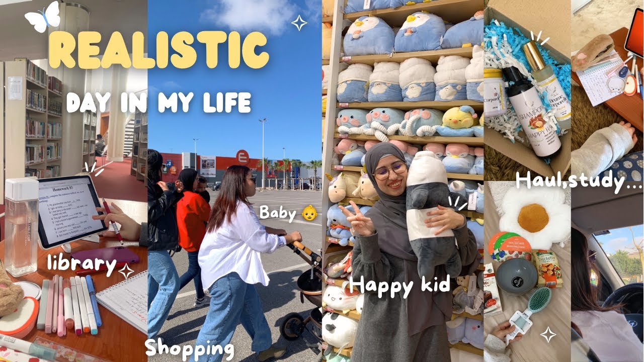 Realistic day in my life | Library | Friends | Haul يوميات بسيطة من حياتي 💕