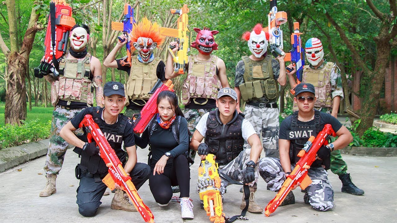 NERF WAR : Special Task SWAT Warriors Nerf Guns Fight Criminal Group Mask Bandits Mega Mod Elite