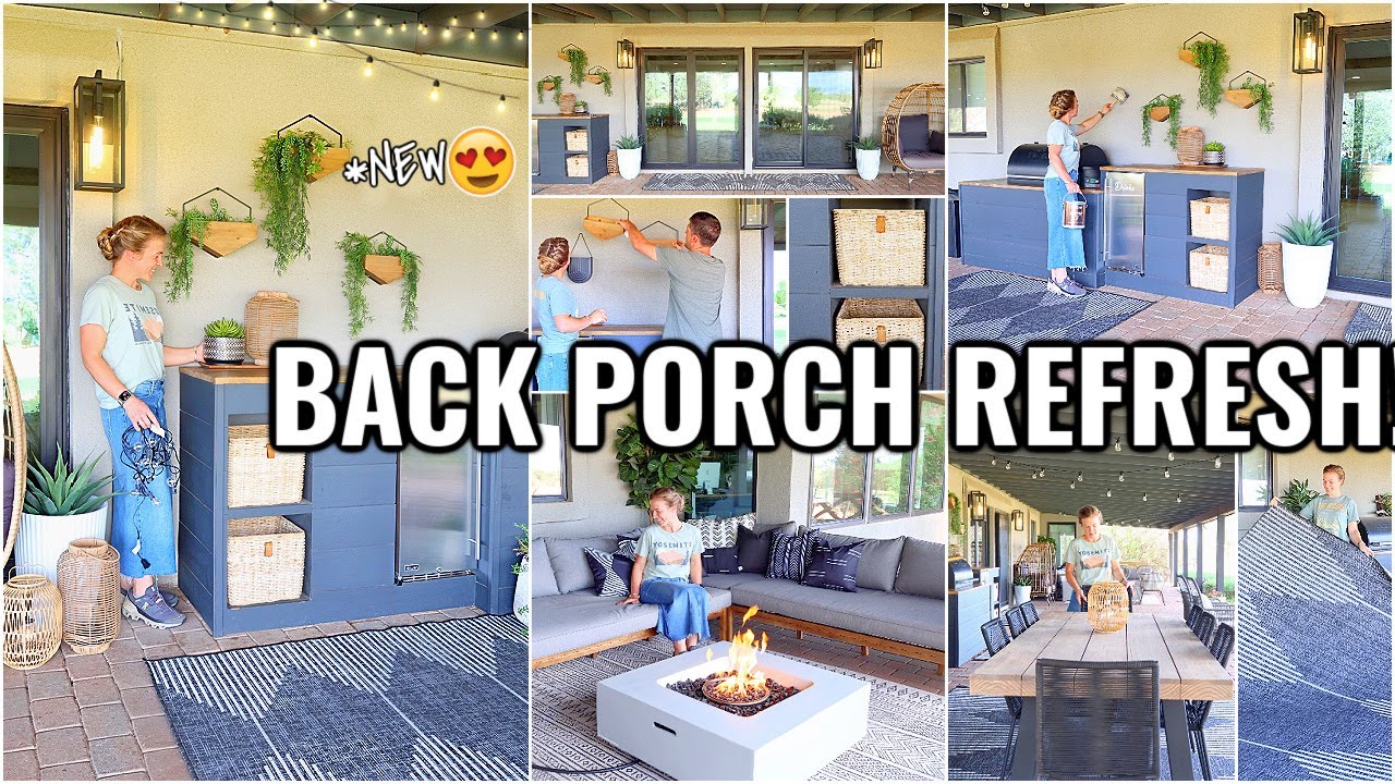 BACK PORCH SUMMERTIME MAKEOVER!!😍 OUTDOOR DECORATING & PROJECT IDEAS | ARIZONA FIXER UPPER