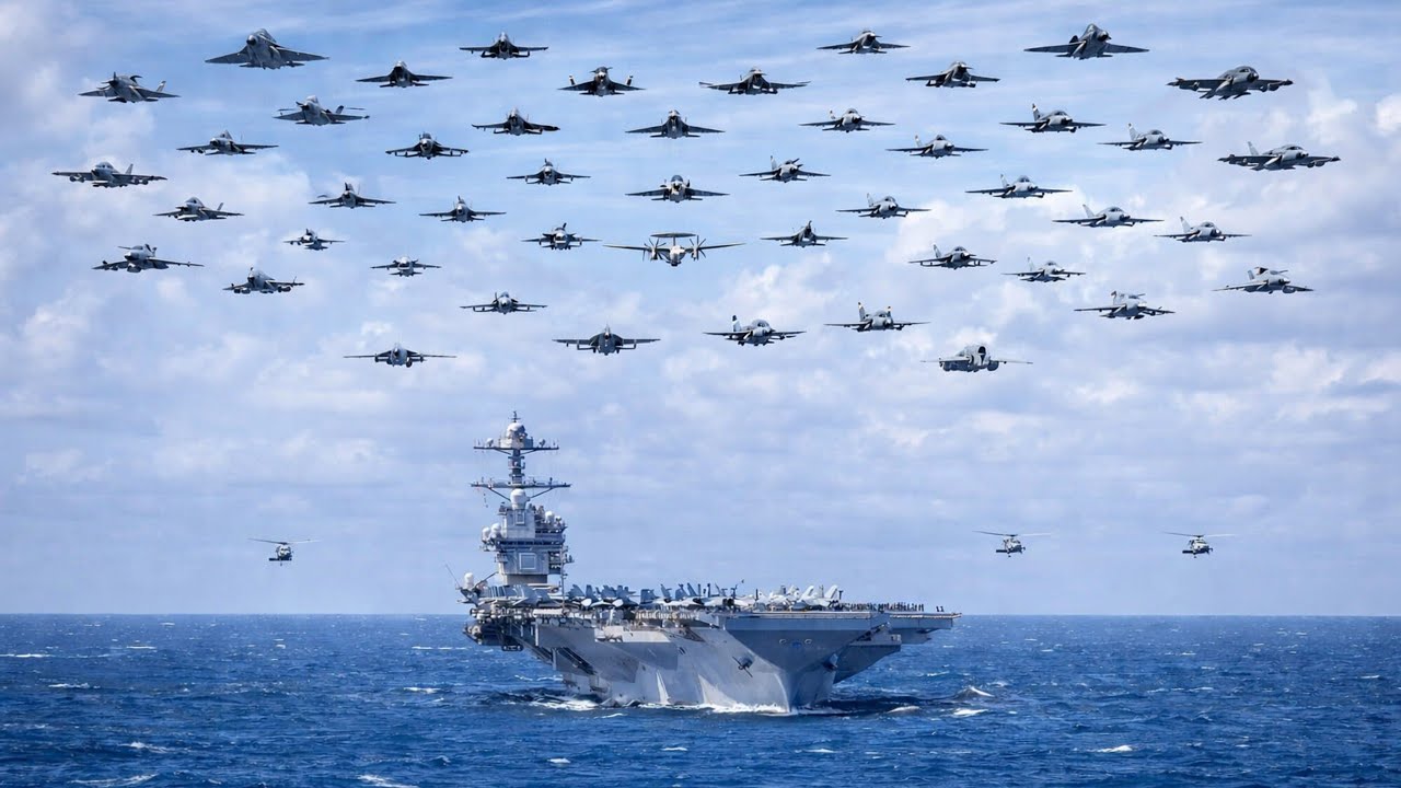 Unreal Footage: Dozens of U.S. Fighter Jets Take Off and Land on Aircraft Carrier