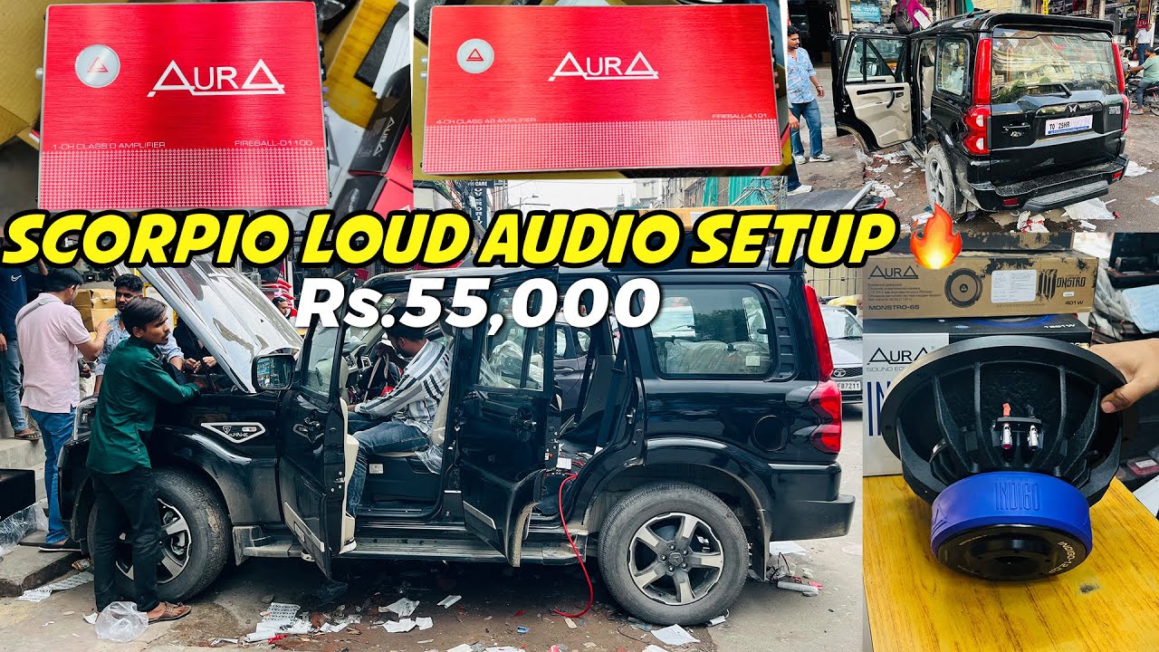 🔥😱 Loud Audio Setup installed in Mahindra Scorpio Classic Aura 200 Rms Midrange nakamichi Woofer
