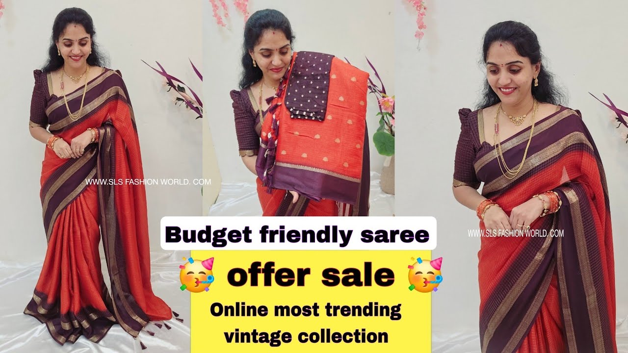 Offer sale 🥳  online most trending  color ✨️ roast orange with coffee brown georgette saree 🥻   