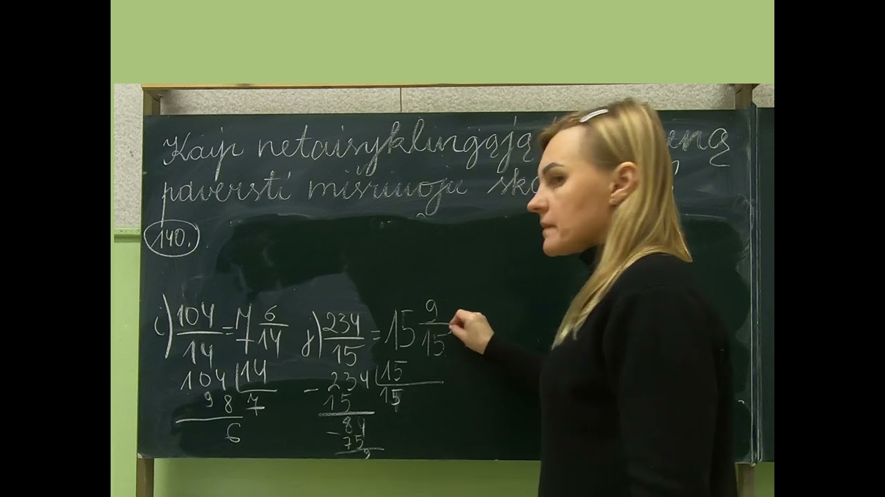 5 klasė. Kaip netaisyklingąją trupmeną paversti mišriuoju skaičiumi ?