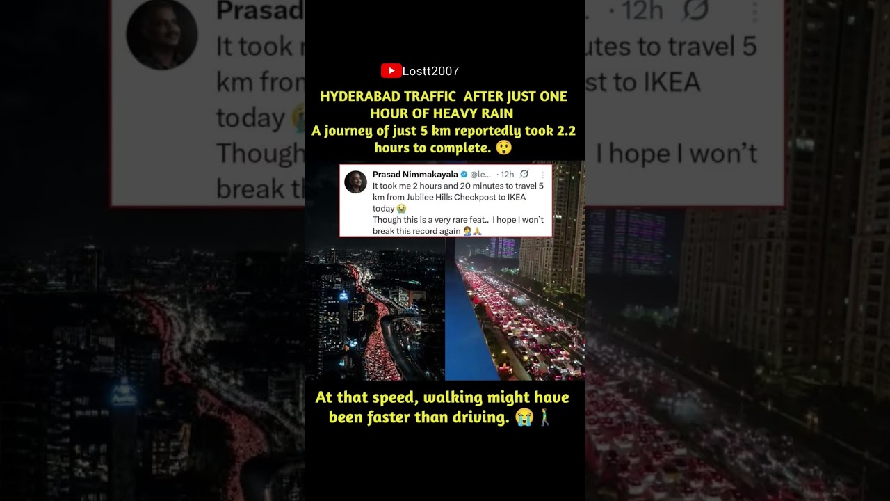 HYDERABAD TRAFFIC AFTER JUST ONE HOUR OF HEAVY RAIN #lostt2007 #motivation #music #shorts #like