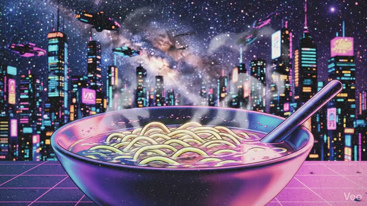 우주야시장 드라이브 (Space Night Market Drive) / Veo3
