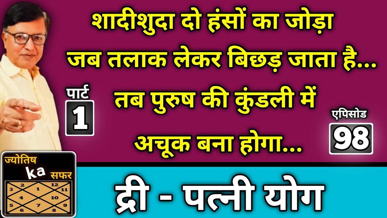 शादीशुदा दो हंसों का जोड़ा जब तलाक लेकर बिछड़ जाता है।पुरुष की कुंडली में बना होगा द्री - पत्नी योग।