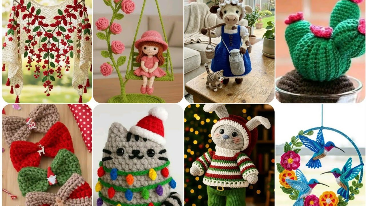 Peças e ideias de crochê com novo design ||Artículos hechos a crochet e ideas de nuevos diseños.