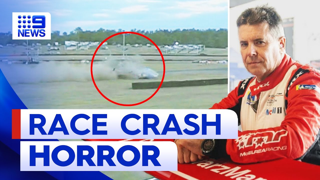 Horrific high-speed crash at Queensland Raceway | 9 News Australia