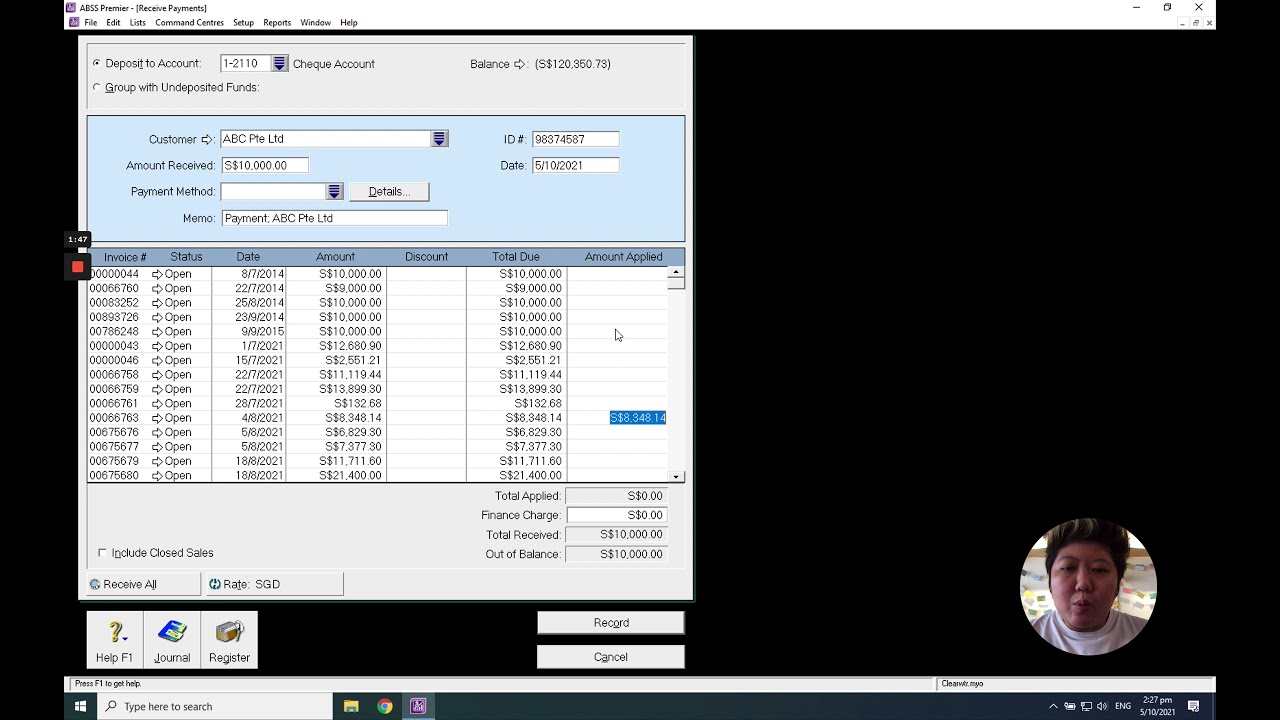 S04 How to record receive payment from customers in MYOB /ABSS Accounting software