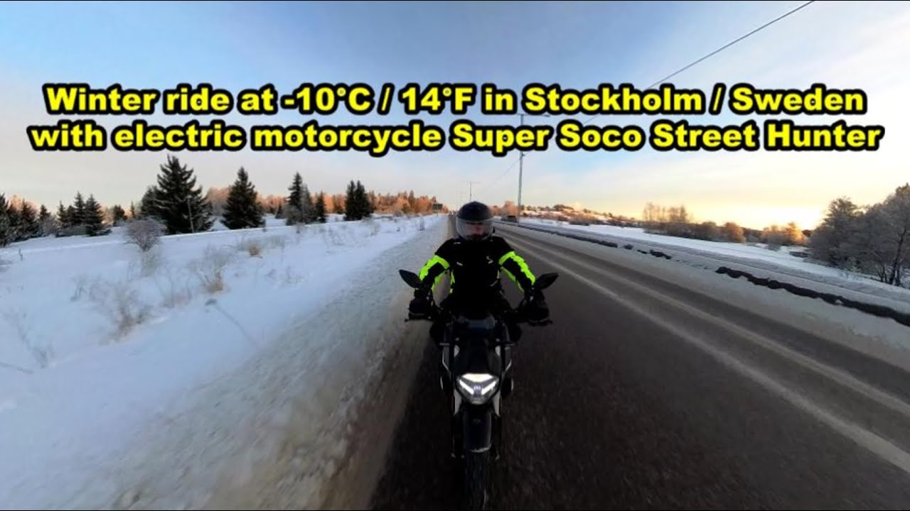 Winter ride at -10°C/14°F on electric bike Super Soco Street Hunter