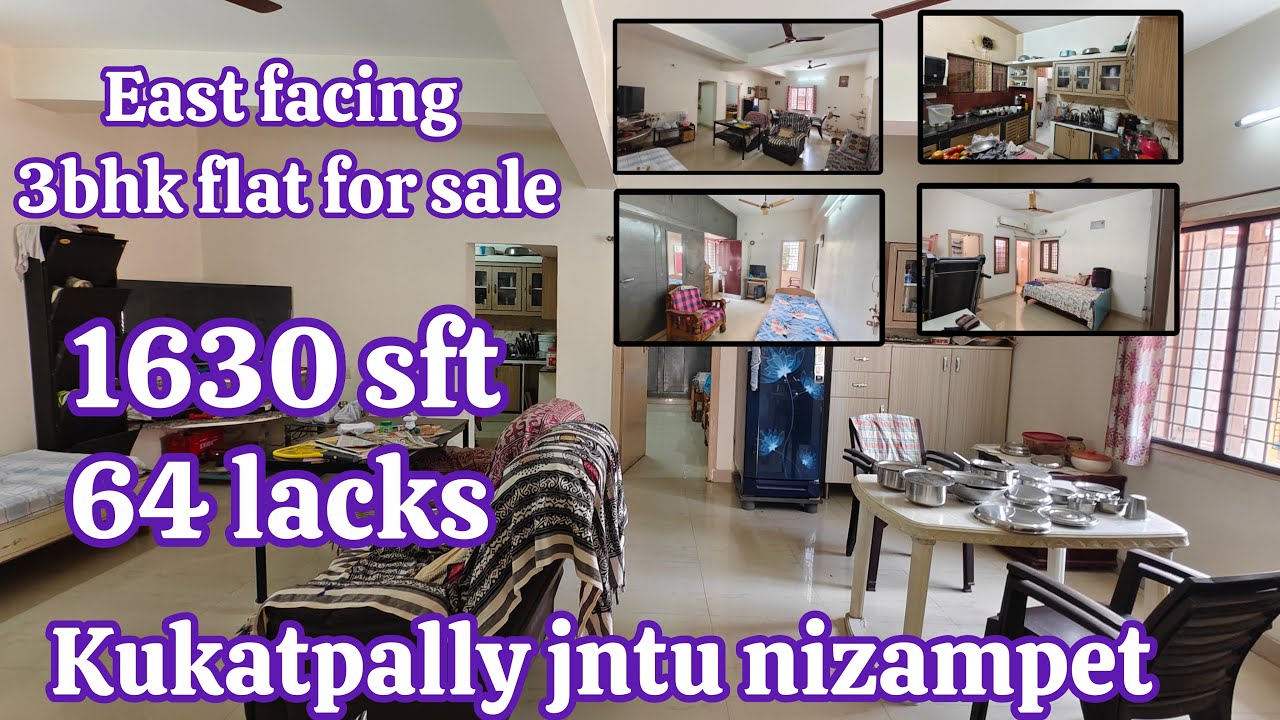 Est facing 3bhk flat for sale fully furnished1630sft 64lacks uds38 Kukatpally jntu nizampet#jphomes