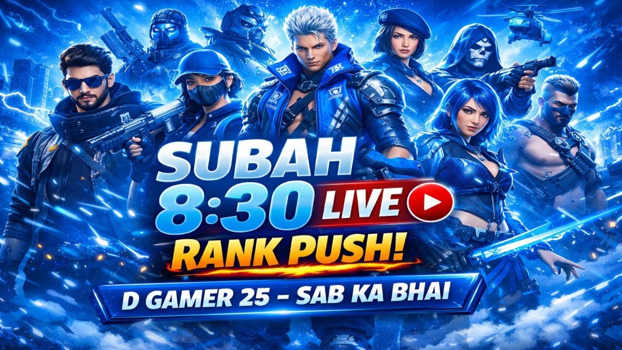 SUBAH 8:30 LIVE 🔴 | Free Fire Rank Push 🔥 | D Gamer 25 – Sab Ka Bhai#FreeFire
#FreeFireLive