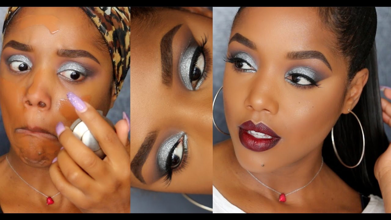 Metallic Silver Vamp Smokey Eye Full Face Makeup Tutorial | Ellarie