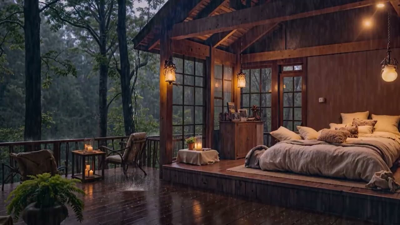 8 Hours Deep Forest Rain at Night 🌲 Gentle Healing Sounds for Restful Sleep (4K – No Ads)