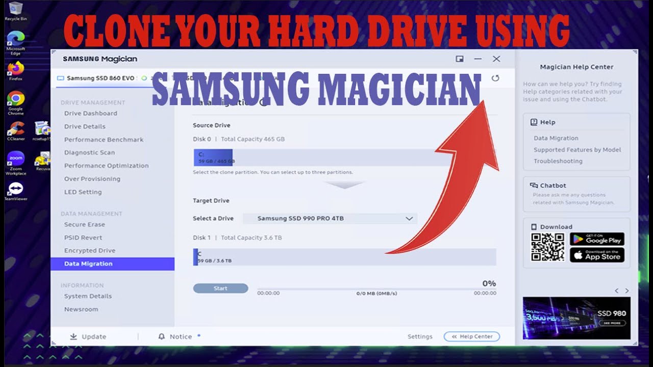 Clone Samsung SSD using Samsung magician software