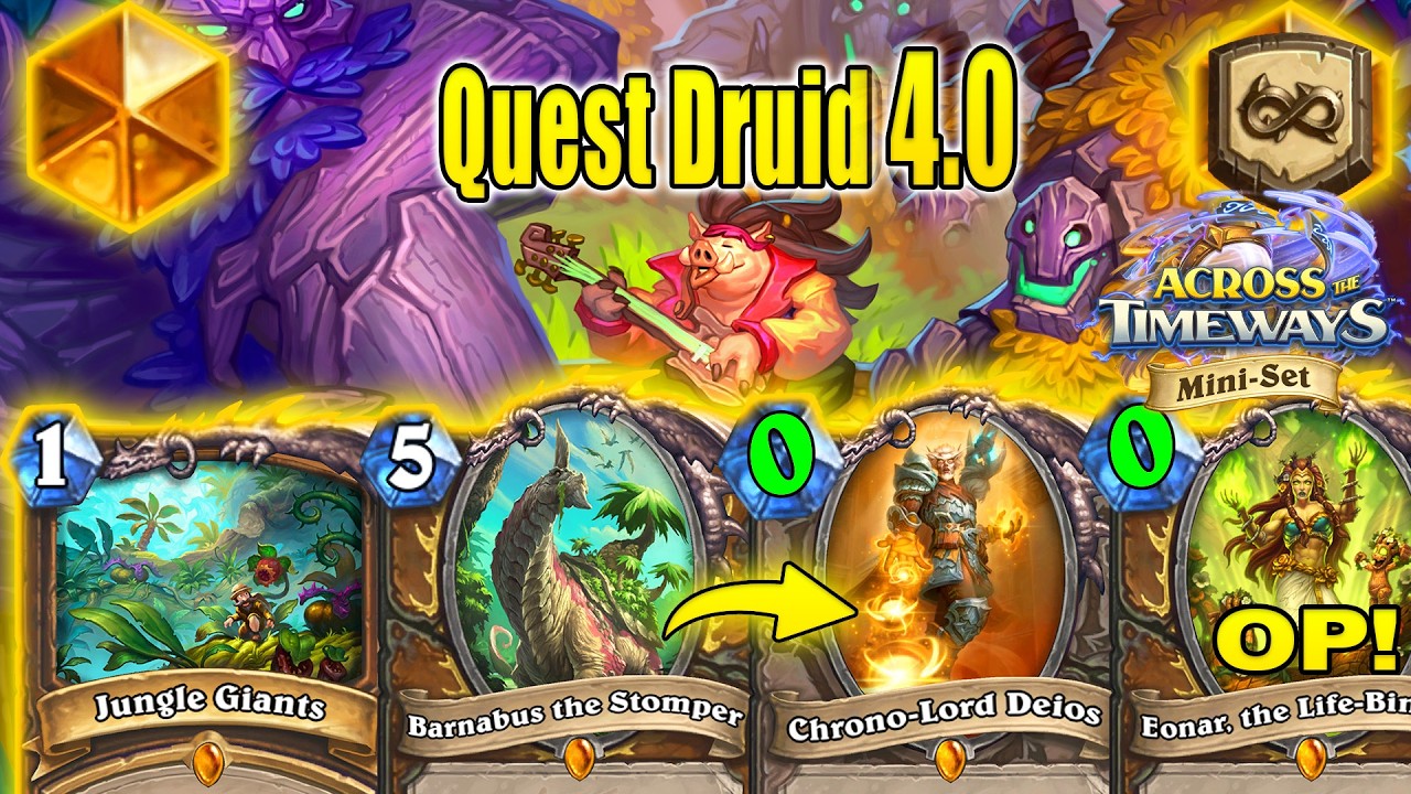 BEST Quest Druid 4.0 Deck That Makes Minions Cost 0 Mana! Across the Timeways Min-Set | Hearthstone