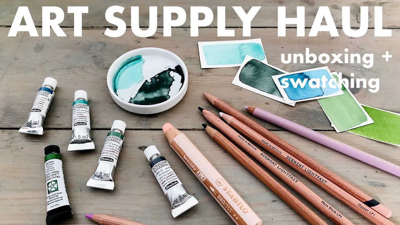 GREENS + PINKS! 🌸🍃 Relaxing, chatty art supply haul unboxing + swatching (minimal music / no music)