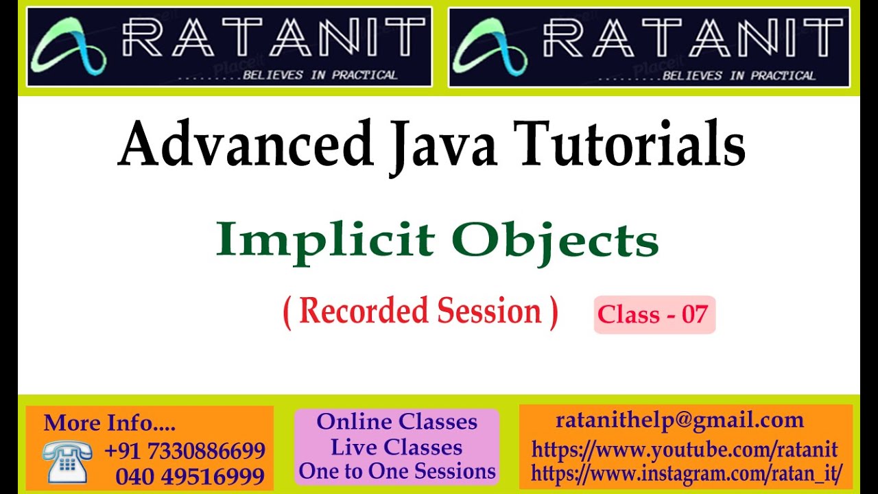 Advanced Java Tutorials || JSP || Implicit Objects || by Mr.Ratan || class-07