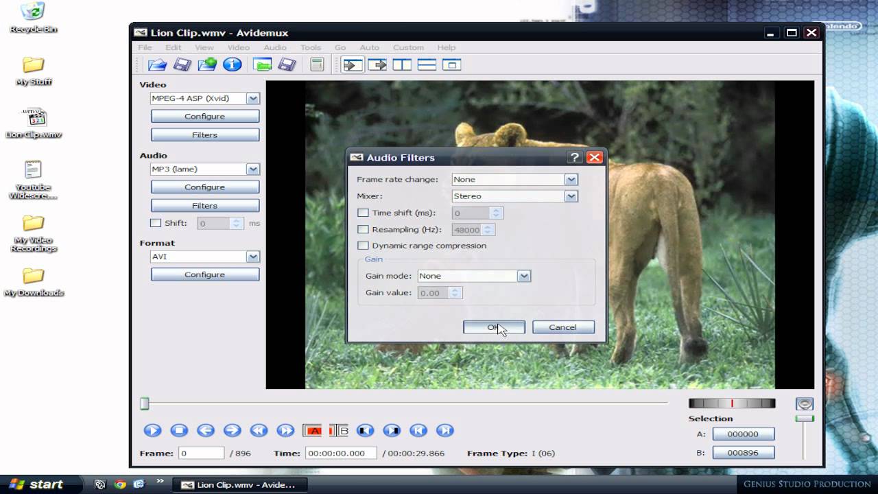 Avidemux Tutorial (How to crop down a video and make it HD Widescreen)